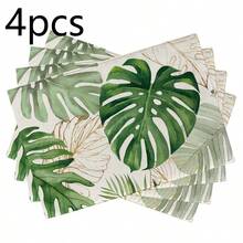 18*11.81 Inch (45*30cm) Tropical Monstera Leaf Print Rectangular Placemats, Available In 1/2/4/6/8/30 Sets, Made Of 100% Polyester With Non-Slip And Heat-Resistant Properties, Machine Washable, Hand Washable And Dry Cleanable, Ideal For Daily Dining And Home Decor, Perfect For Tropical And Boho Style Enthusiasts - Multicolor - View 17