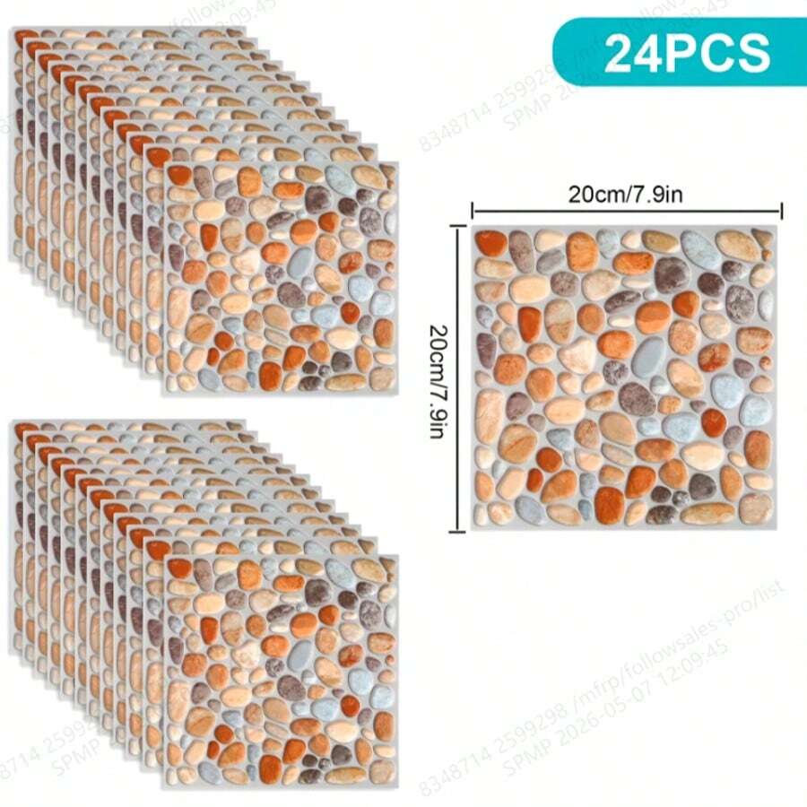 10片装2D浴室瓷砖贴纸 - 自粘防滑墙贴，方便翻新 - 彩色 - 查看 1