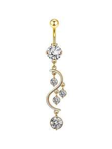 6 chiếc khuyên rốn dài bằng đồng đính đá Zirconia hình trái tim và hoa giọt nước, làm từ thép không gỉ, trang sức xỏ khuyên đa năng phù hợp để đeo hàng ngày. - 6 khuyên rốn - Xem 8