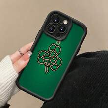 Tema del nudo del trébol verde y dorado de los Celticsfunda de teléfono Fundas compatibles con ,Apple,VIVO,OPPO,,, y Honor.Fabricadas en silicona TPU,ofrecen protección contra golpes y caídas.regalos para mamá - Negro - Ver 5