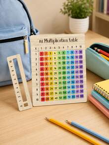 1pc Colorful Multiplication Table Wooden Board, Minimalist Educational Style Rectangular Math Practice Board With 1x1 To 10x10 Multiplication Table, Colorful Numbers And Sliding Window Ruler, Suitable For Math Classroom, Home Teaching, Back To School Gift, Math Puzzle Game, Cognitive Training - Multicolor - View 11