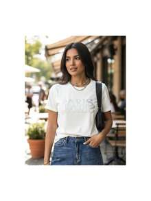 Women's T-Shirts With New York And Paris Print, Classic Short Sleeve Cut, Soft And Lightweight Fabric, Casual Urban Style, Comfortable And Versatile For Daily Looks And Modern Outfits. - 藍色 - 查看 10