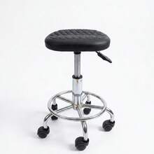 Ghế xoay có bánh xe điều chỉnh được, đệm da dày tiện dụng, thích hợp cho massage, thẩm mỹ viện, xăm hình, làm móng, nhà bếp, văn phòng, nhà ở, vẽ kỹ thuật, y tế, quầy bar, xoay 360°, chịu tải 400 lbs, bền, không tựa lưng, màu đen/trắng/hồng - màu đen - Xem 2