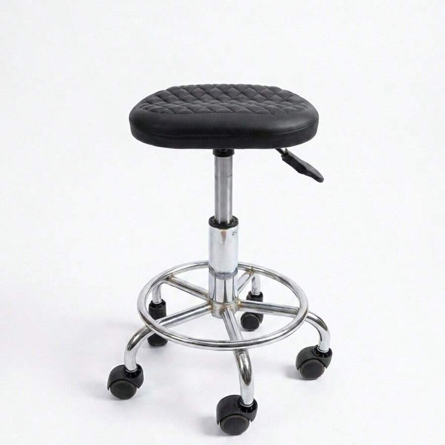 Ghế xoay có bánh xe điều chỉnh được, đệm da dày tiện dụng, thích hợp cho massage, thẩm mỹ viện, xăm hình, làm móng, nhà bếp, văn phòng, nhà ở, vẽ kỹ thuật, y tế, quầy bar, xoay 360°, chịu tải 400 lbs, bền, không tựa lưng, màu đen/trắng/hồng