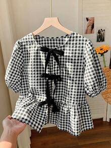 Camiseta de mujer de manga corta, moda sencilla y casual para uso diario - Negro - Ver 3