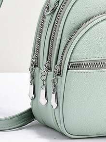 Nueva mochila pequeña de moda para mujer, de un hombro, cruzada, de mano, multifuncional de cuero PU - Verde - Ver 5