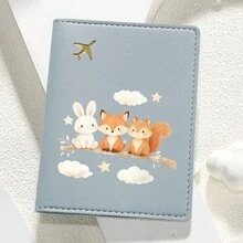 1件可愛森林動物印花護照套，可愛兔子與狐狸印花護照夾，PU皮革旅行護照套，適合度假使用 - 彩色 - 查看 17