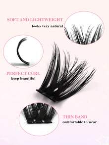 80 piezas Pestañas individuales CC Extensiones de pestañas en racimos Pestañas postizas Extensiones de pestañas en racimos DIY para usar en casa Maquillaje - CC - Ver 3