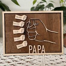 1pc Creative Father's Day Wooden Decorative Hanging Ornament, Fist Design Wall Art, Personalized Wooden Home Decor, "Dad" Birthday Gift, Father's Day Gift, New Dad Gift, Father-Daughter Gift - Multicolor - View 13