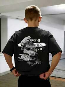 Camiseta de verano vintage con estampado "Veni Vidi Vici", estilo americano, ropa familiar para toda la familia, tallas completas, unisex, ideal para fiestas retro y Día del Niño - Blanco - Ver 8