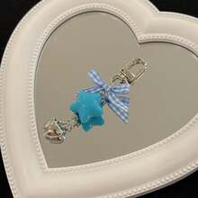 1pc Women's INS Style Macaron, Star, Heart Keychain, Sweet Plaid Bow Pendant, Versatile Girly Backpack Keychain - Multicolor - View 8