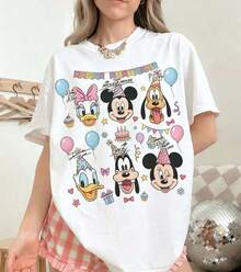 Disney Watercolor Mickey & Friends Signature Birthday, Disney Mickey Minnie Donald Pluto Birthday Present, Disneyland Family Triptee - 白色 - 查看 1