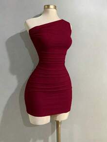 Nuevo vestido casual rosa de primavera/verano para mujer, de corte ceñido y cómodo, con estilo retro y sexy, versátil - Rojo - Ver 1