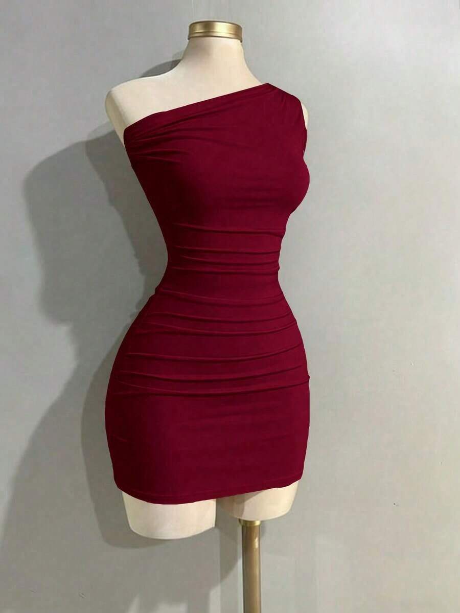 Nuevo vestido casual rosa de primavera/verano para mujer, de corte ceñido y cómodo, con estilo retro y sexy, versátil - Rojo - Ver 1