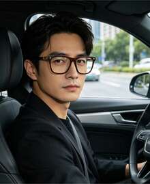 1pc Vintage Square Frame Glasses Men And Women, Non-Prescription Eyewear, PC Lens And Frame, Blue Light, Photo Props, And Fashion Accessories, Birthday, Fashion Accessories - 黑色 - 查看 3
