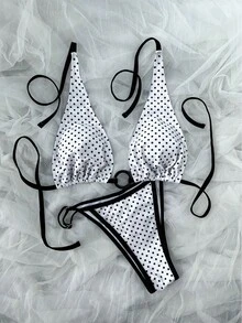 Women's Classic Black And White Polka Dot Elegant Swimsuit, Suitable For Beach Travel, Seaside Entertainment And Fashionable Vacation Wear - Black and White - View 8