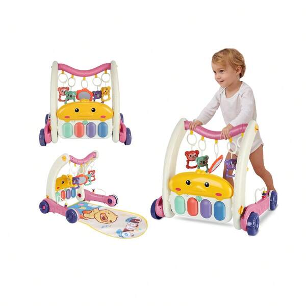 Andador 2 en 1 con alfombra de juegos, estimulación temprana