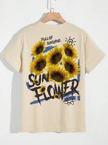 Manfinity Homme Camisetas de hombre con cuello redondo ajustado, mangas cortas, gráficos florales en colorido poliéster para el verano - Blanco - Ver 5
