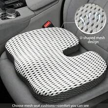 1pc Mesh Design Universal Car Seat Cushion, Memory Foam Booster Pad, Enhances Visibility, Anti-Slip & Wear-Resistant, Suitable For All Seasons, Improves Breathability And Comfort, Car Interior Accessory, Fits For Car, RV, Office Chair - Multicolor - View 3