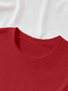 1 Piece Fashion Casual T-Shirt For Men And Women, Round Neck, Short Sleeve, "Queen" Butterfly Print, Casual Graphic T-Shirt. Versatile, Easy To Match, Suitable For Daily Wear, Urban Style, Vacation Outfits, Weekend Outfits. - 紅色 - 查看 3