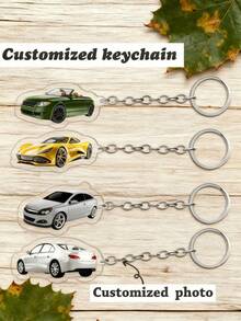 1pc Personalized Car Keychain, Customizable Photo Image Model Shape, Acrylic Keychain, Flying Motorcycle Pendant, Japanese Car Style Gift, Suitable For Him, Racer, Boyfriend, Father, Men, Husband - Multicolor - View 2