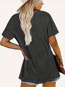 Women's Casual Top. Round Neck T-Shirt With Letter Print, Short Sleeve Casual Top For Spring And Summer, Women's Clothing. A Must-Have For Everyday Casual Wear. - 白色 - 查看 7