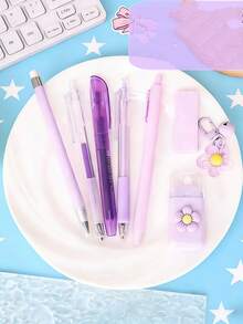 8件套文具套装 - 全新返校用品，包括荧光笔、吊坠、橡皮擦、修正带、2支圆珠笔、自动铅笔和中性笔 - 返校礼物，高品质学生用品礼盒套装，时尚实用学生学习套装，教育机构/教室赠品 - 預設 - 查看 11