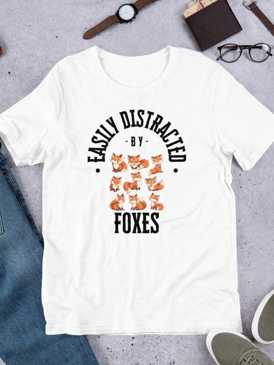 Easy Distracted by Foxes UniS1ex T1S1Hirt, fox lover S1Hirt, forest T1EE, wildL1L1ife A1parel, cute fox T1EE, nature lover gift, animalthemed top.