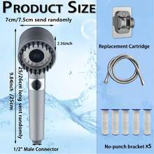3-Setting Massage Shower Head With Filter System & 15 Replacement Filters - Wall-Mounted Rain/Jet Shower System, Suitable For Modern Bathrooms, No Electricity Required, Polished ABS Plastic Round Shower Head Accessory, For Shower Use Only - A - View 3