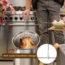 Heavy Duty Stainless Steel Turkey Roasting Rack Hook, Easy To Install, Suitable For Holiday Meal Preparation, Barbecue, Deep Frying, Outdoor Cooking Accessories - Light Grey - View 5