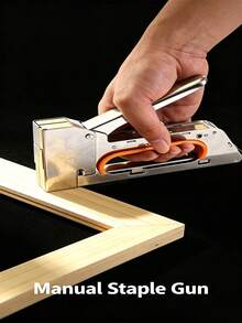 Duty Manual Staple Gun, Anti-Jam Upholstery Stapler With Labor-Saving Handle, Metal Body Nail Gun For Woodworking, Furniture, Decoration, Leather, Fabric, Frame DIY Projects - A - View 6
