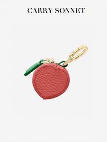 Fruit Pendant Coin Purse Cute Keychain Mini Wallet Gift For Girls, Women Leather Keychain Holder Compatible With AirTag, Cute AirTag Protective Case With Keyring, GPS Tracker Keychain - Red - View 3