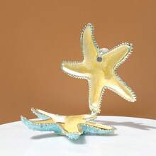 SUSUZUKU 1pc Creative Gift Metal Enamel Starfish Jewelry Box, Unique Birthday/Valentine's Day Gift, Ocean Style Jewelry Storage Box, Seashell Starfish Ceramic Jewelry Organizer, Desktop Decor - Starfish - View 3