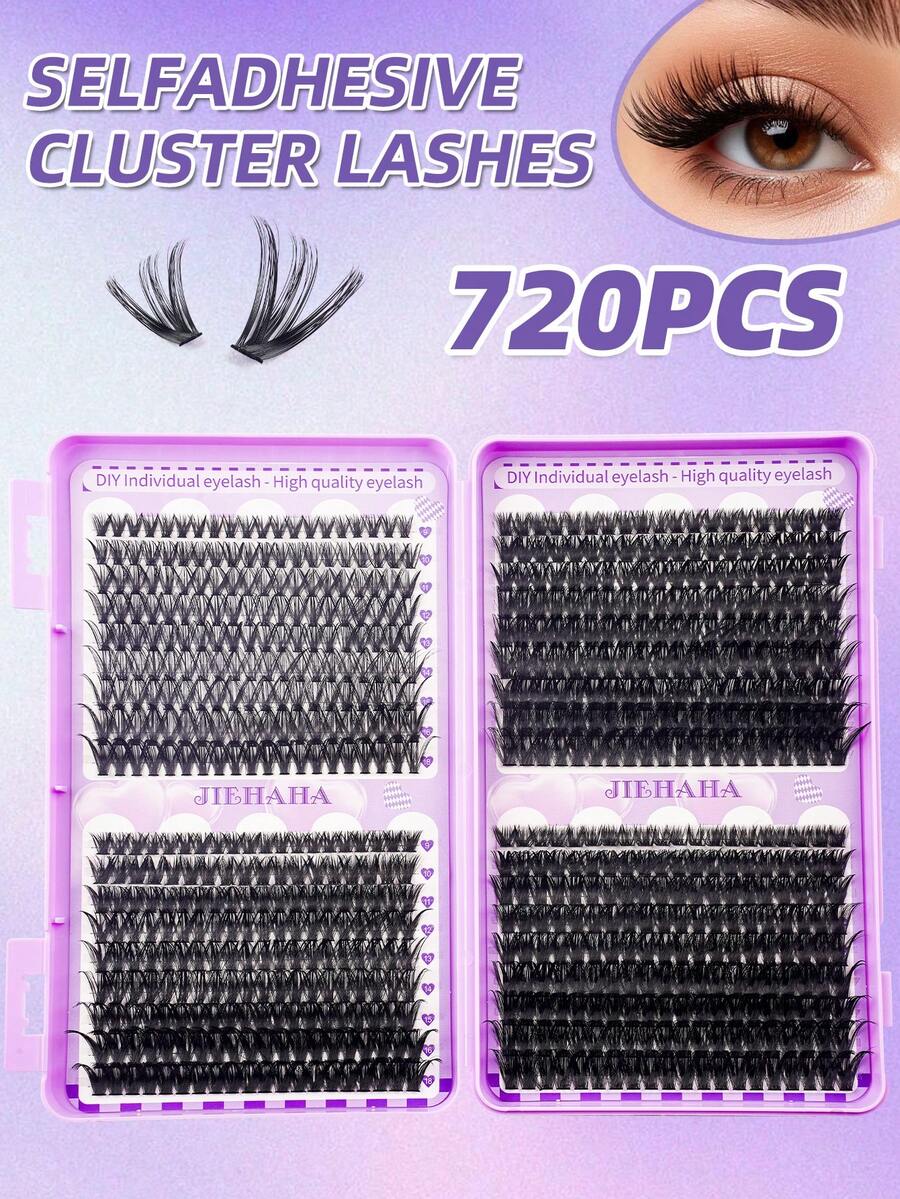 720 piezas de racimos de pestañas individuales, gran capacidad, 50D 60D 80D 100D rizo D, 9-16mm racimos de pestañas DIY, estilo natural, ultra suaves ultra ligeras, pestañas postizas segmentadas reutilizables, adecuadas para la vida diaria, bodas, fiestas, festivales de música y el Día de la Madre, racimos de pestañas asequibles - D - Ver 1