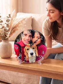 Customized Wooden Round Photo Wall Clock. Photos Can Be Customized. Creative DIY Digital Wall Clock, 8-Inch, 10-Inch Or 12-Inch Personalized Acrylic Wall Clock, Accurate And Reliable Timing. Mother's Day Gift, Personalized Family Gift, Silent Wall Clock For Mom And Grandma - Multicolor - View 8