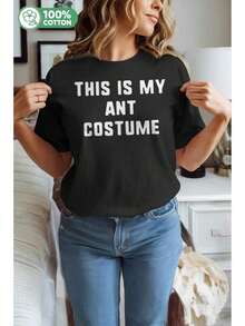 Funny Women's T-Shirt With The Phrase "This Is My Ant Costume" - Loose Fit, Casual Ant-Themed Outfit For Halloween, With Ant Patch, Comfortable All-Season T-Shirt, Ideal For Costume Parties And Casual Wear, Machine Washable (Adult) - 白色 - 查看 11