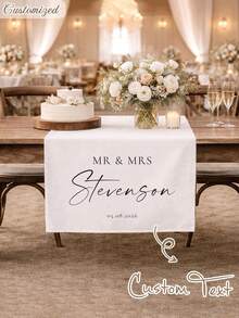 Customized Wedding Table Runner - Surname Linen Banner, Wedding Reception Decor, Gift For Newlyweds, Suitable For Anniversary, Wedding Celebration - Multicolor - View 3