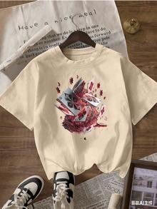Camiseta de Manga Corta con Diseño Dinámico y Moderno,Camiseta de manga corta de moda para primavera y verano de 2026, hecha en México, 180 gramos. Estampado de dibujos animados, modelo de pareja, apta para uso interior o exterior. Cuello redondo, unisex, ideal para oficina y ocio. Paquete de una pieza. - APR-P631577SLNDXZGY433 - Ver 4
