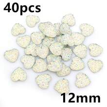 40pcs 10mm 12mm Flat Back Heart Resin Cabochons Multi Colors Druzy Natural Stone Convex DIY Jewelry Making Accessories - Heart - View 22