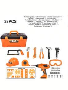31/35/38件組兒童仿真維修工具套裝，2合1模具仿真建築工具箱，可拆卸教育學習玩具，動手DIY角色扮演玩具，適合3歲以上男孩的生日、聖誕、新年禮物 - 多款可選(包裝升級) - 查看 7
