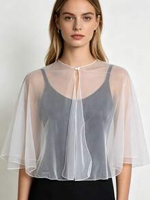 优雅女士披肩，性感网纱新娘伴娘礼服披肩，百搭外套开衫 - 彩色 - 查看 1