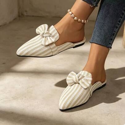 2026 New Striped Flat Pointed Toe Slip-On Comfortable Lightweight Shoes