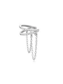 1 chiếc khuyên tai sụn bằng bạc Sterling S925, khuyên tai dạng vòng, trang sức xỏ lỗ tai hình xoắn ốc với dây xích đôi, không gây dị ứng, kẹp tai, khuyên mũi. - Bạc - Xem 15