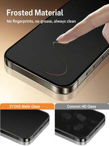 ZYONS 2pcs Matte Privacy Screen Protector, Anti-Spy Glare-Proof Tempered Glass Film, Full Coverage, Anti-Scratch, Easy Installation, Suitable For IPhone 17 Pro Max/17 Air/17E/16E/16 Pro Max/16 Pro/16 Plus/16/15 Pro Max/14 Pro Max/13 Mini/12/11/XS Max/XR/8+/7 Plus Series, Phone Case Friendly, Gift For Family, Friends, Tech Enthusiasts - Black - View 5