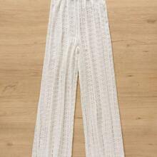 Swim Chiccia 2026 New Women's Summer Beach Vacation Elegant White Special Fabric Drawstring Cover-Up Pants - Blanco - Ver 7