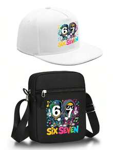 1pc/2pcs Hip Hop Cartoon Funny Music Note & "67" Graphic Print Baseball Cap And Crossbody Bag Set, Street Style Fashion Outdoor Sports Adjustable Flat Brim Cap And Shoulder Bag, Gift For Friends And Anniversary - Multicolor - View 7