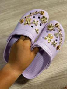 Children's Clog Shoes With Buttons, Comfortable, Soft, Crocoba - Lilac Purple - View 2