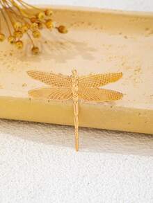 夢幻雕刻金屬鏤空蜻蜓胸針，適合派對與日常穿搭 - 金色 - 查看 5