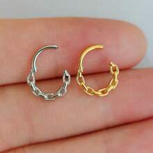 Khuyên mũi 16G bằng thép không gỉ 316L, khuyên xỏ lỗ mũi Daith, không gây dị ứng, mạ vàng 18K, trang sức xỏ khuyên cơ thể, khuyên mũi cho nữ. - xích - Xem 1