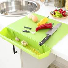 1-In-1 Anti-Slip Chopping Board And Food Storage Container - Heavy-Duty Movable Chopping Board, Knife Slot, For Indoor/Kitchen, Camping, Picnic Use, Pink/Black Design - Space-Saving Durable Kitchen Gadget, Kitchen Organizer And Storage - View 4